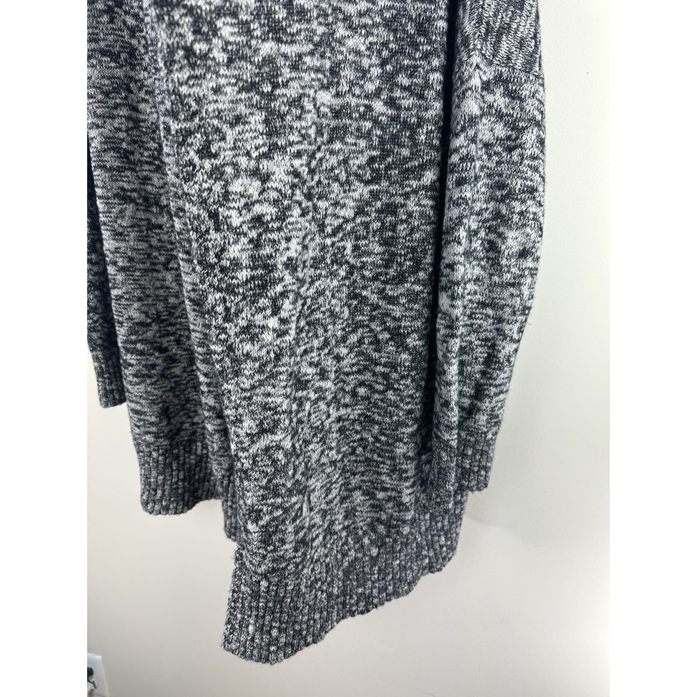 Eileen Fisher Knit Open Front Long Drape Cardigan Sweater Black Marled Large - Picture 6 of 13